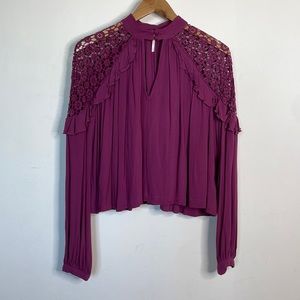 Free People Lace Top Long Sleeve Top